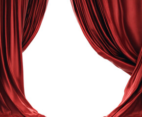 Elegant red curtain draping across a stage ready for a performance
