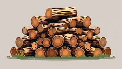 Log pile stacked cylinders, flat brown rings.
