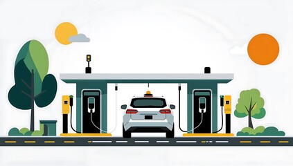 Minimalist autonomous vehicle station, charging ports
