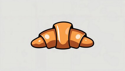 Minimalist croissant icon, flat vector, simple curved shape, no flaky texture.