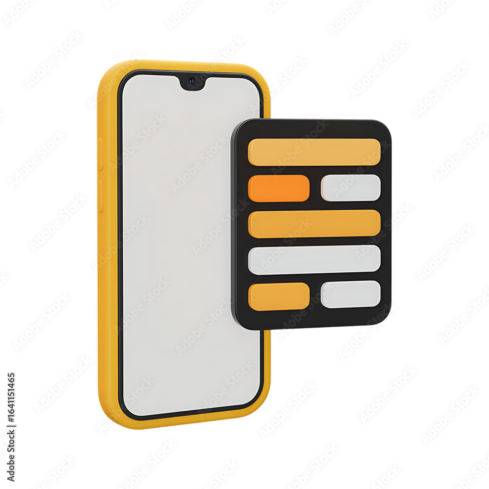 Aufkleber 3d render of a smartphone with a minimalist app interface.