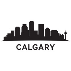 Obraz premium Calgary skyline silhouette. Landscape Calgary, Alberta. Vector illustration. Vector black silhouette. with white background.
