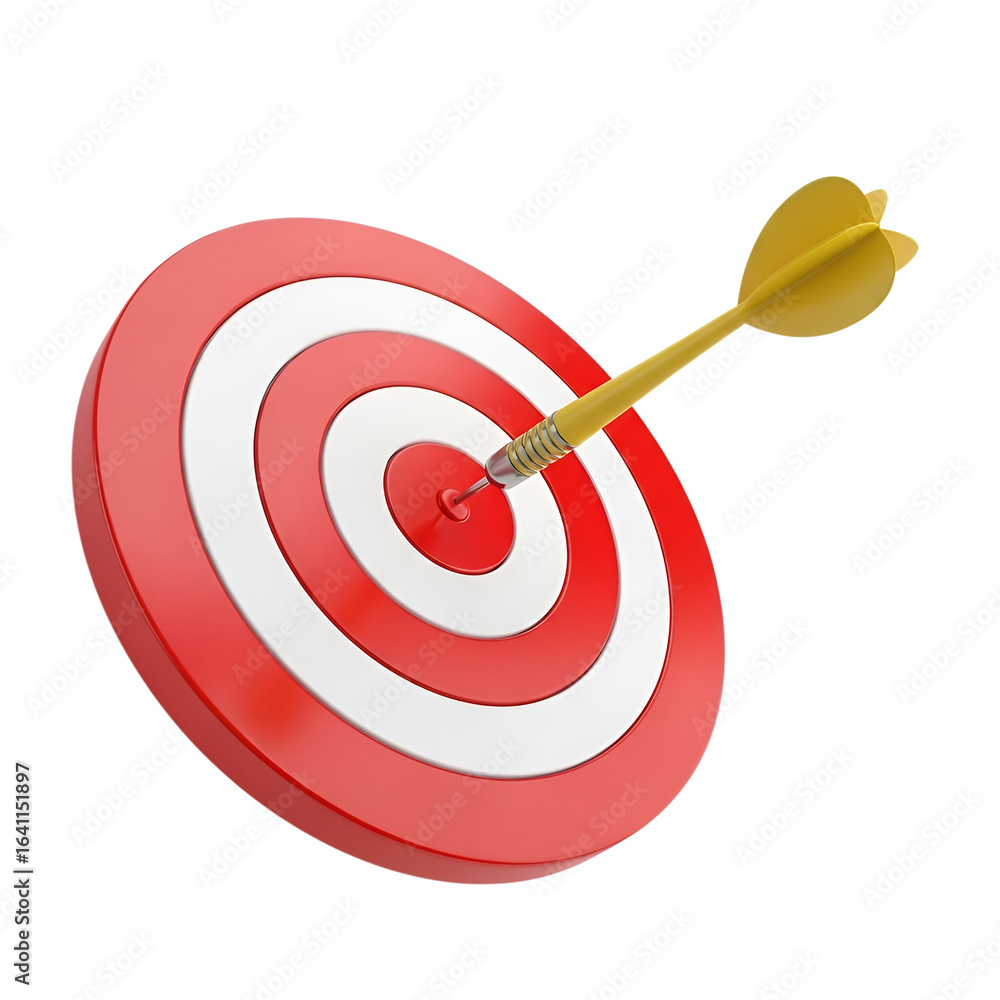 Poster 3d target goal bullseye isolated on transparent background. 3d rendering
