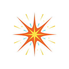 Illustration of a bright orange and yellow starburst design