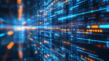 Fototapeta premium Futuristic Digital Data Network Backdrop with Abstract Elements