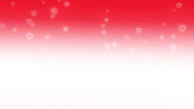 flying fading little hearts pattern on a gradient red and white background, valentine mockup, romantic animated concept, love anniversary animation social media cartoonish template