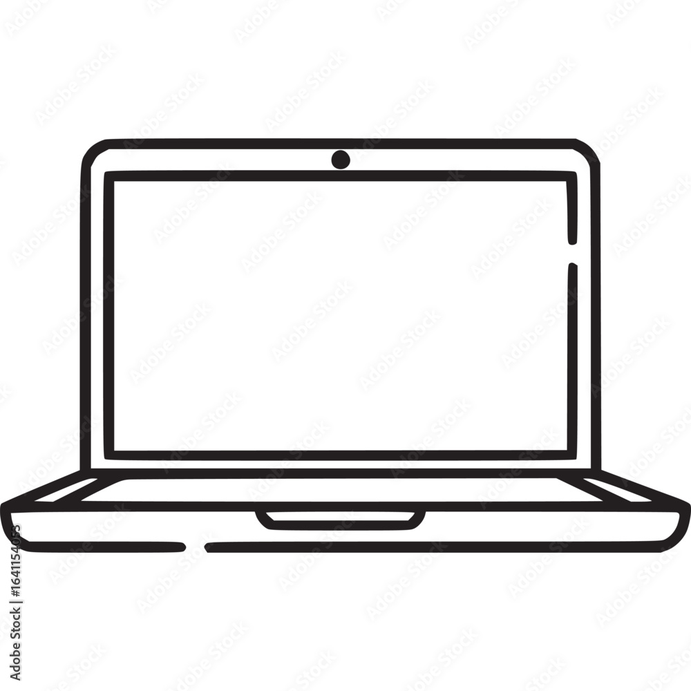 Poster laptop icon isolated on white background representing a portable computer device with a screen, keyb
