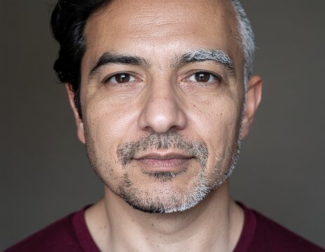 A Serene Portrait Depicting a Thoughtful and Reflective MiddleAged Man in Detail
