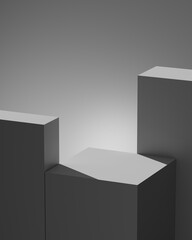 3D white product background. Abstract composition in minimal design. Studio showroom product pedestal, Fashion showcase mockup scene.3D render