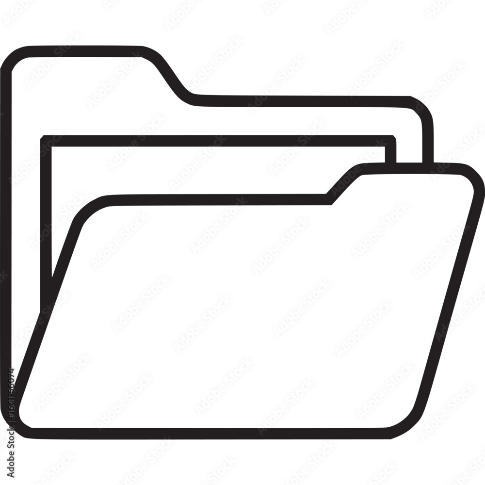Poster folder icon isolated on white background, representing file storage, document organization, and data
