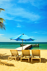 Sonasea Beach, Phu Quoc, Vietnam - November 26th 2024: Coastal Resort Scenery of Phu Quoc Island in Vietnam. A Tropical Tourism Destination for Summer Vacation in Southeast Asia. On a hot sunny day.