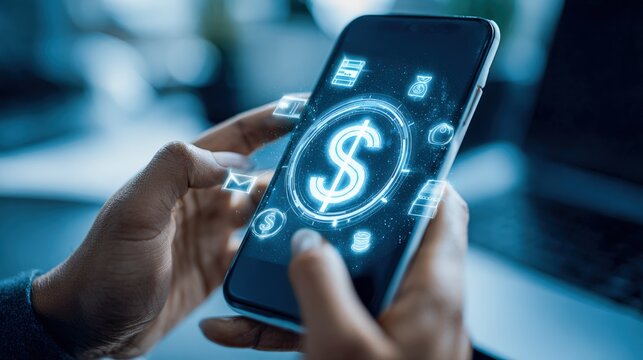 Mobile Payment Technology: A Person Using a Smartphone for Online Banking and Financial Transactions