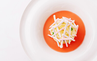 Creative dessert served in a bowl with vibrant colors and intricate toppings