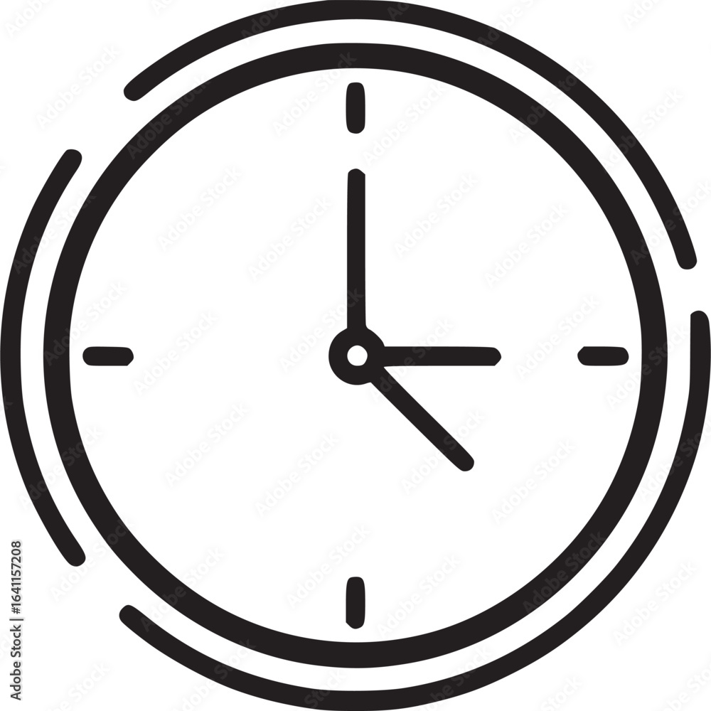 Poster clock icon isolated on white background showing time with hour and minute hands, representing a dead