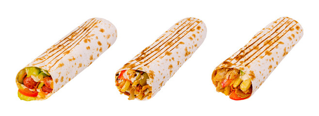 Delicious wraps filled with fresh ingredients ready to be served at a restaurant