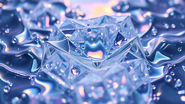 Ultra-high-definition macro shot of iridescent quantum foam forming impossible geometric structures in liquid mercury