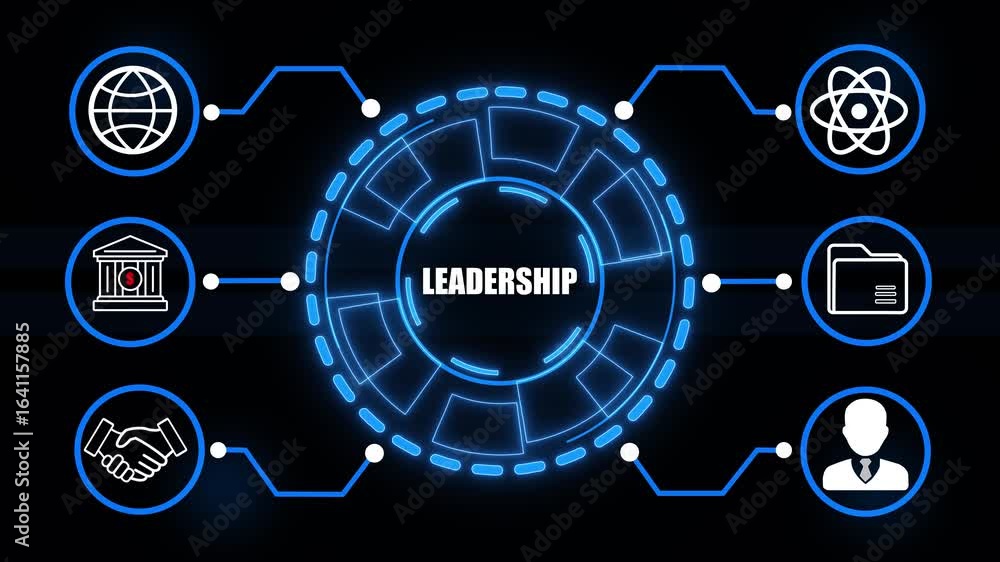 Aufkleber digital network hub with global business science and data icons technology futuristic . 4k video