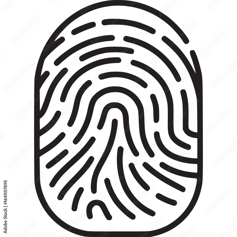 Poster fingerprint icon isolated on white background representing unique identity, biometric security, and 