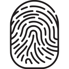Fingerprint icon isolated on white background representing unique identity, biometric security, and digital authentication for personal data privacy and forensic investigation