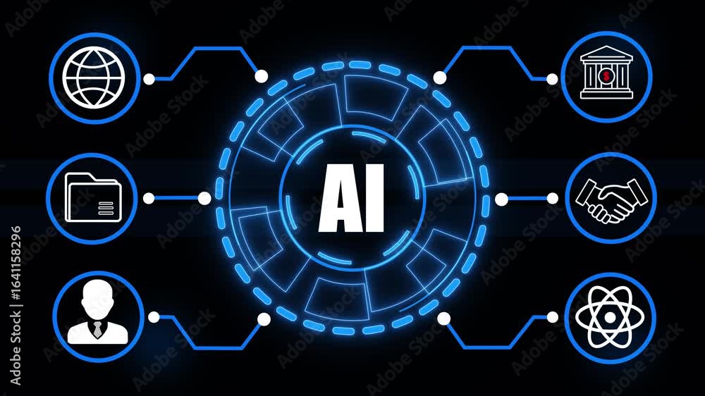 Aufkleber futuristic ai infographic with global network and business icons artificial intelligence technology 