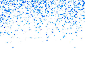 Fototapeta premium blue and white confetti rain on transparent background , celebration and black friday big sale shopping social media design element, cutout