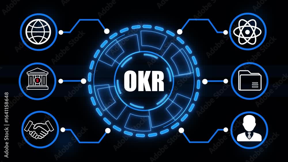 Aufkleber futuristic digital network connecting global icons and business concepts technology connection . 4k 