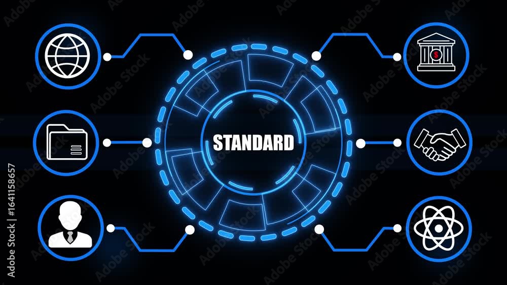Poster futuristic digital network diagram with global connection icons and central hub technology data . 4k