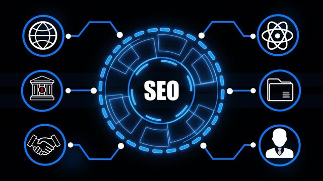 Futuristic Digital Network Diagram with EO Text and Icons technology data . 4k video