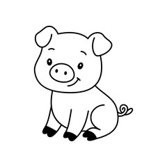 Cute cartoon Pig coloring book illustration vector design templates simple and modern, isolated on white background	