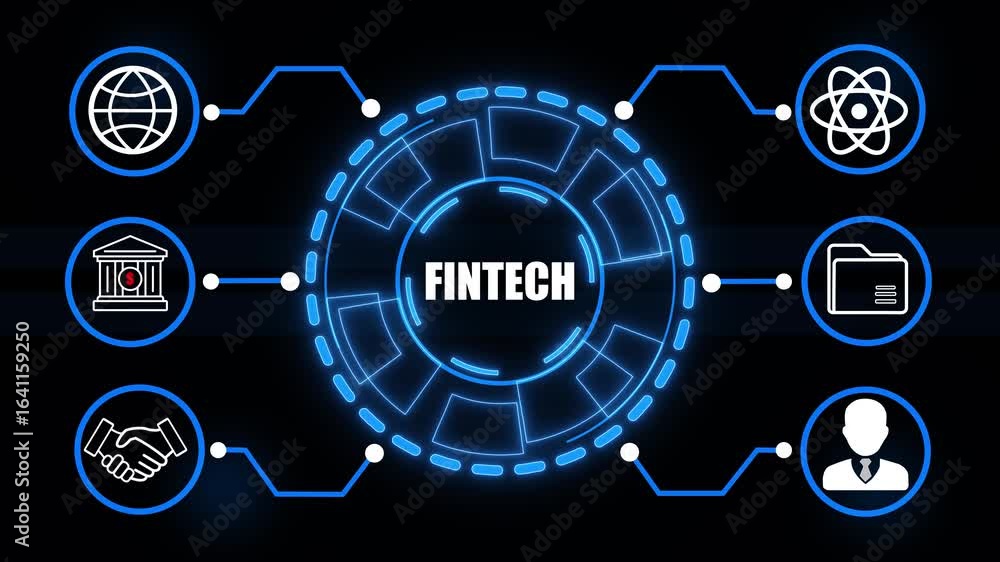 Poster futuristic technology network with global business icons connection data . 4k video