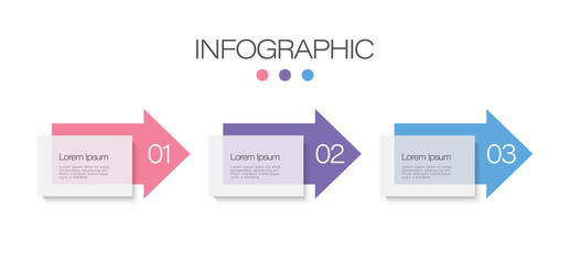 Arrows vector infographic template. Data visualization, three steps infographic layout