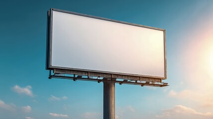 Fototapeta premium Blank Billboard Against a Blue Sky: Advertising Space for Marketing Campaigns and Outdoor Promotions