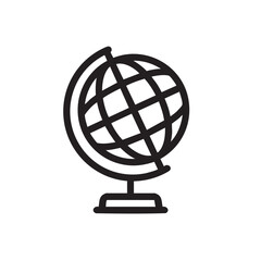 Fototapeta premium A simple line icon of a classic globe on a stand.