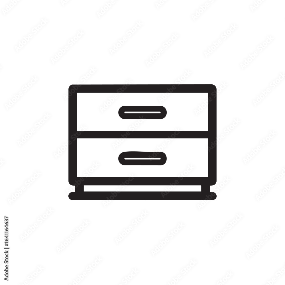 Poster a simple line drawing of a two-drawer filing cabinet.