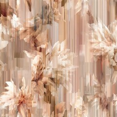 Abstract Floral Pattern with Beige and Brown Stripes in Contemporary Design.