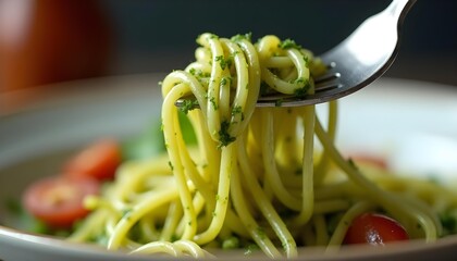 spaghetti with pesto sauce