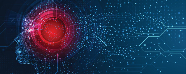 Abstract artificial intelligence circuit technology and science background