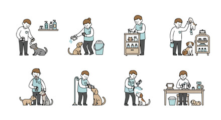 Illustrated Guide to Dog Grooming Steps and Best Practices for Pet Care Professionals and Animal Lovers, Demonstrating Essential Techniques