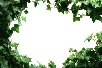 Isolated Ivy Frame with Lush Green Vines on a Clean White Background