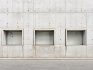 Fototapeta premium Three empty windows in a concrete wall