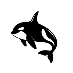 Obraz premium silhouette of an orca whale swimming gracefully isolated on white background