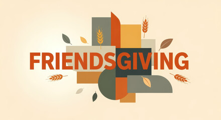 Celebrating friendsgiving with autumn leaves and harvest designs for invitations or posters