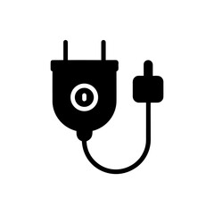  silhouette of a smart plug with power icon energy saving isolated on white background