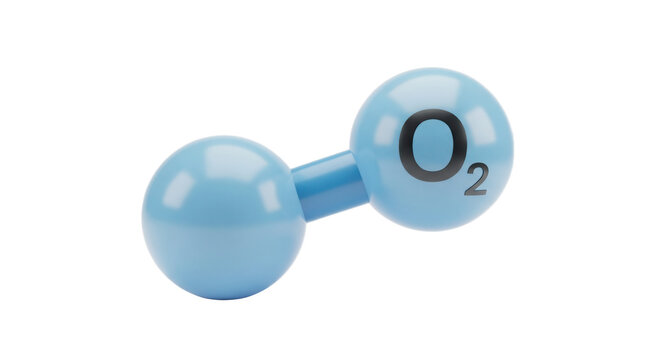 Oxygen Molecule Structure in Detailed 3D Render on transparent background
