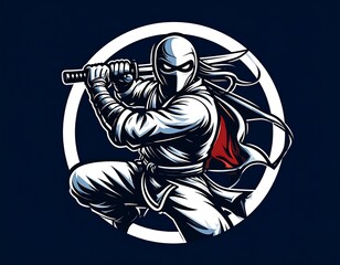Ninja in action, sword drawn