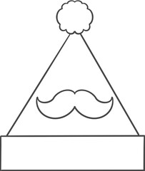 크리스마스 산타 모자 라인 일러스트. 산타할아버지의 단순화한 수염을 모자에 붙였다.