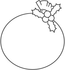 크리스마스 라인 일러스트. 크리스마스 빨간 열매와 녹색 잎으로 장식한 끈을 묶은 선물이 잔뜩 든 선물 꾸러미.