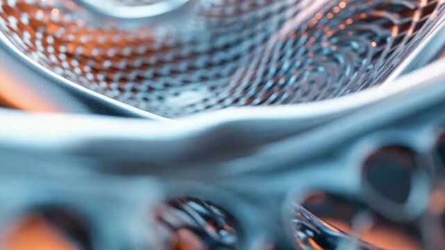 Metallic organic structure creating a futuristic network of interconnected nodes