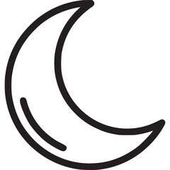 Crescent moon icon isolated on white background representing the night sky, lunar phases, and celestial astronomy, a symbol of dreams, sleep, and a serene, romantic mood