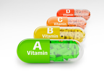 Vitamine e benessere, rendering 3d